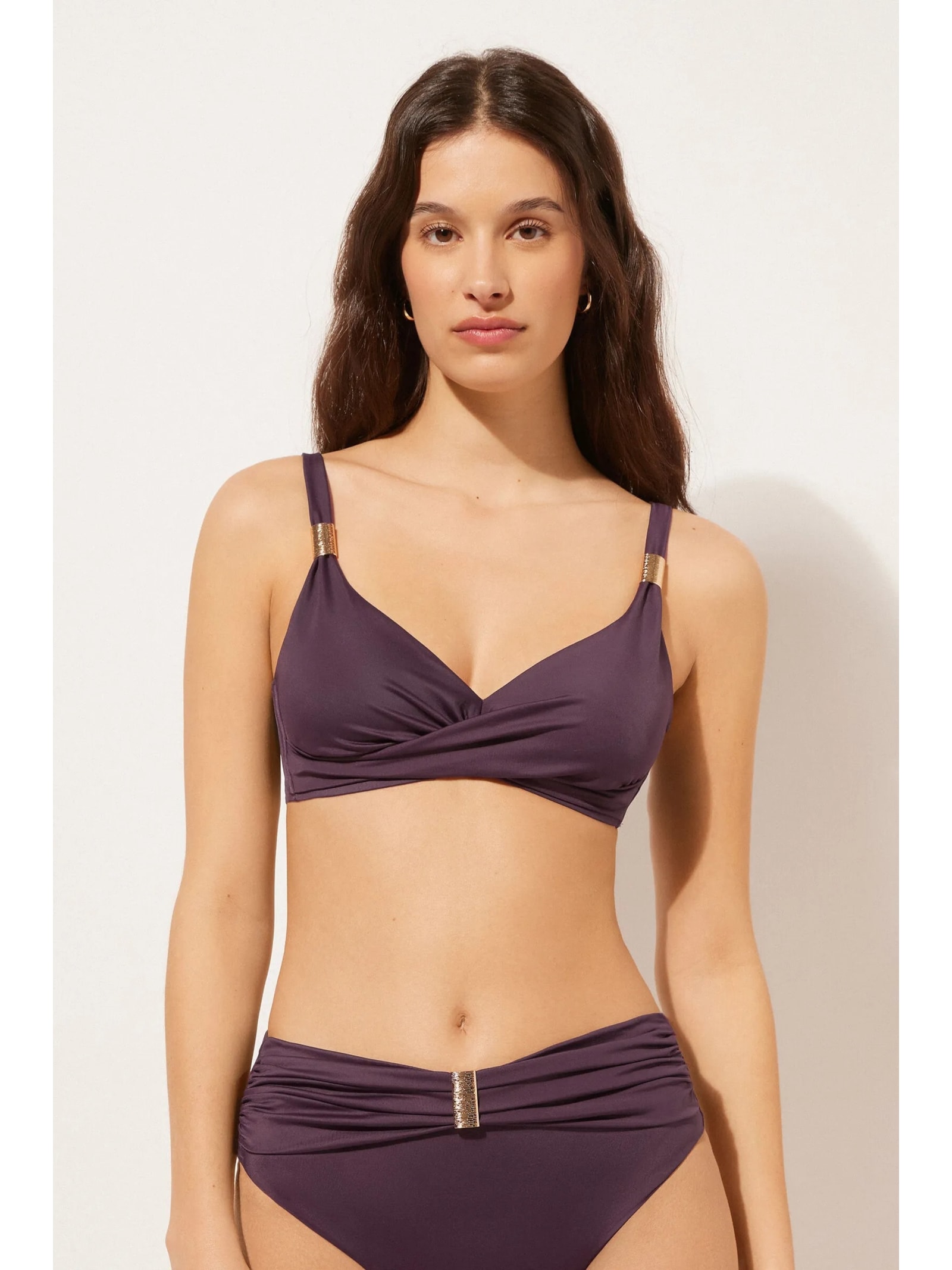 Parte De Cima De Biquíni Triângulo Drapeado Scultura Roxo Calzedonia