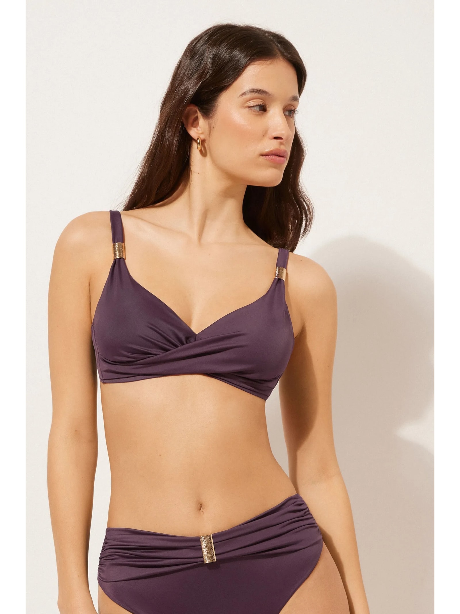 Parte De Cima De Biquíni Triângulo Drapeado Scultura Roxo Calzedonia