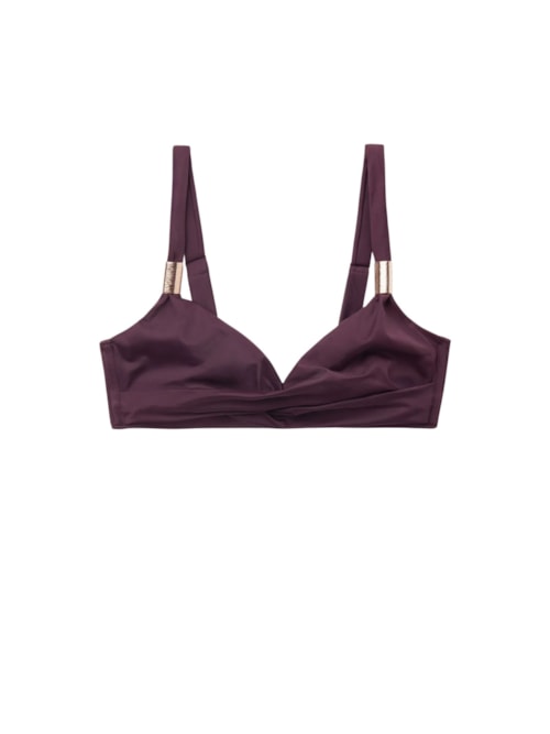 Parte De Cima De Biquíni Triângulo Drapeado Scultura – Roxo