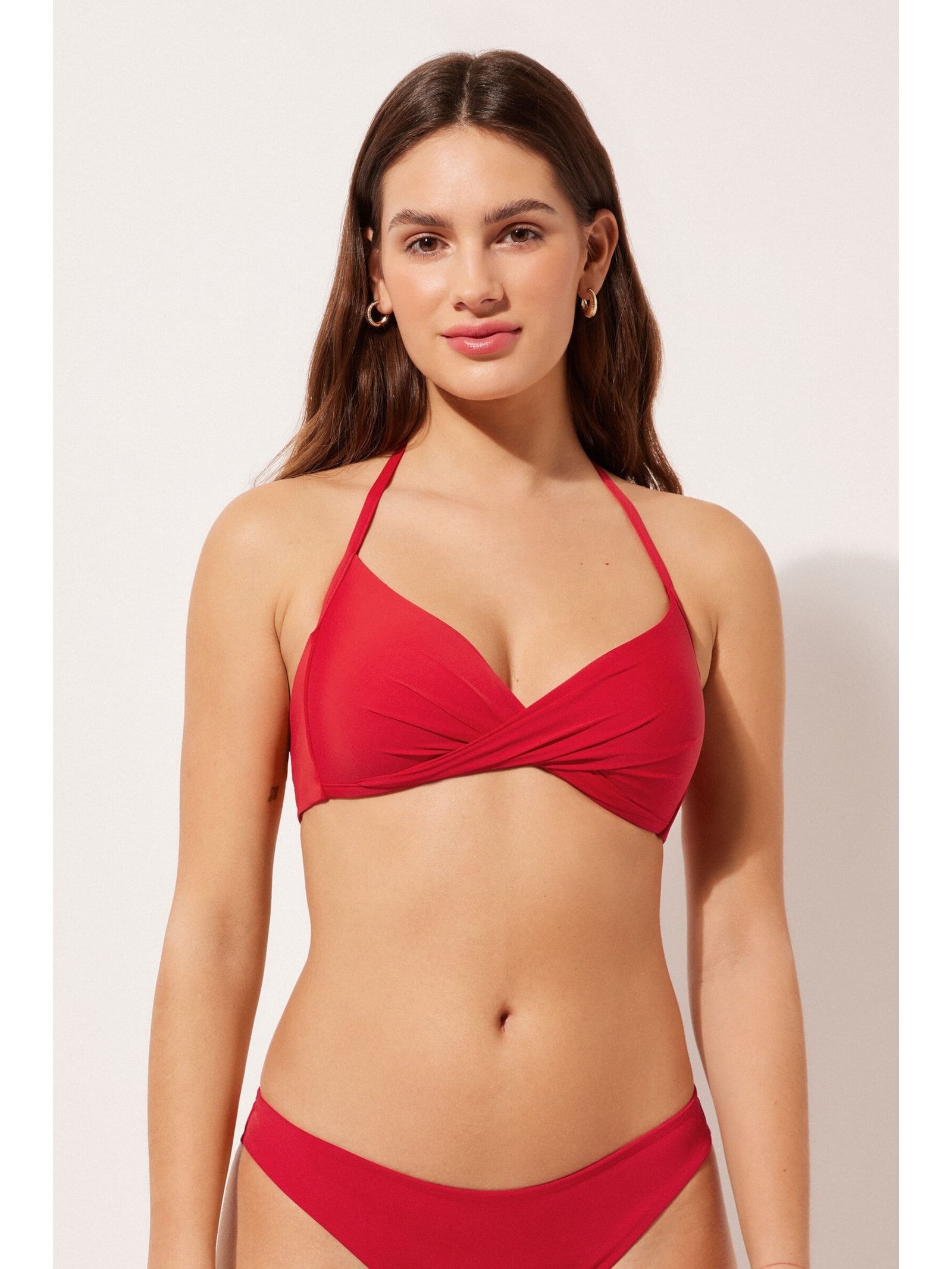 Parte De Cima De Biquíni Triângulo Indonésia Vermelho Calzedonia