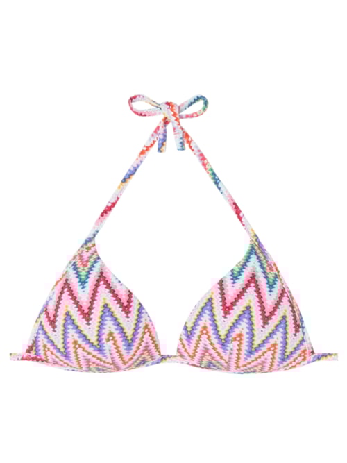 Parte De Cima De Biquíni Triângulo Multicolor Chevron – Rosa