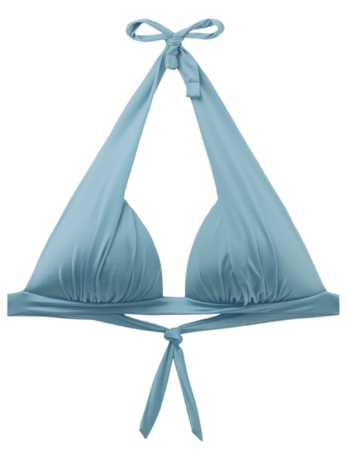 Parte De Cima De Biquíni Triângulo Shiny Satin – Azul