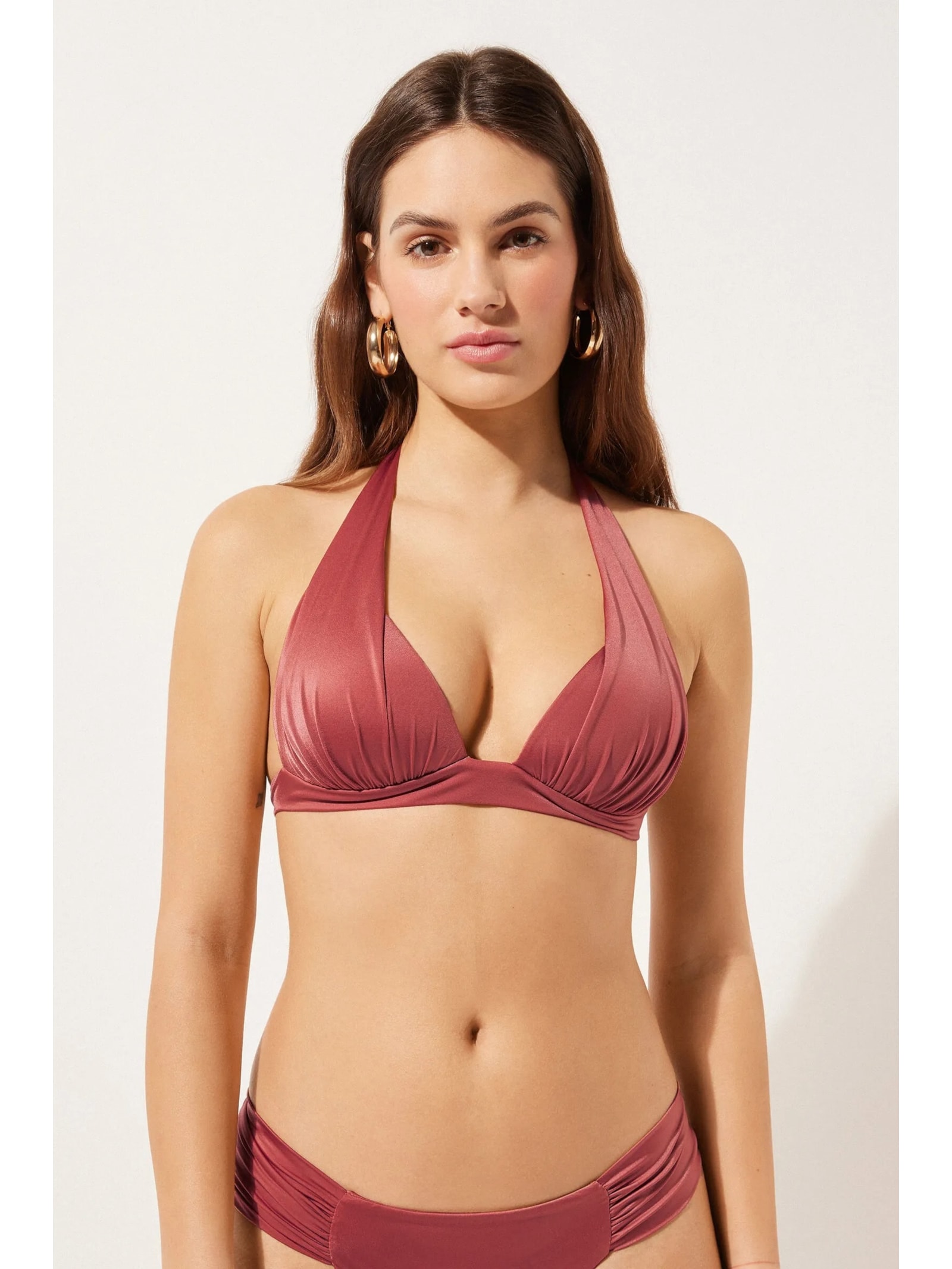 Parte De Cima De Biquíni Triângulo Shiny Satin Laranja Calzedonia