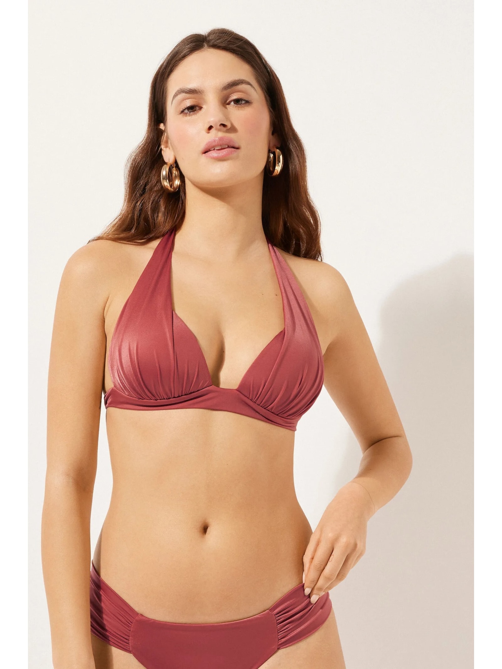 Parte De Cima De Biquíni Triângulo Shiny Satin Laranja Calzedonia