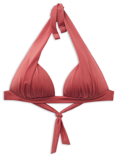 Parte De Cima De Biquíni Triângulo Shiny Satin – Laranja