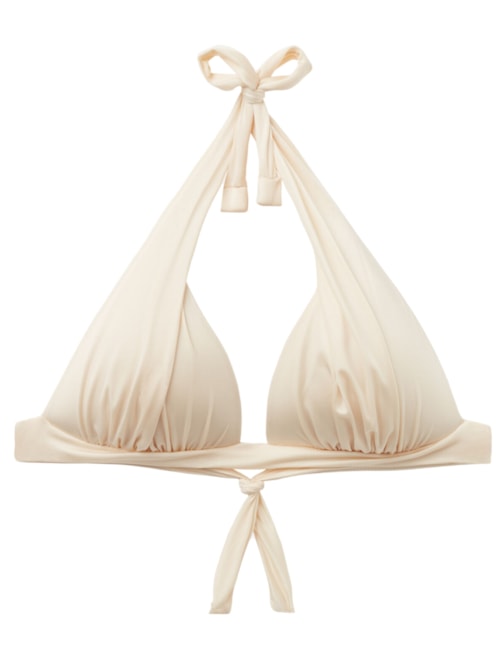 Parte De Cima De Biquíni Triângulo Shiny Satin – Off-White