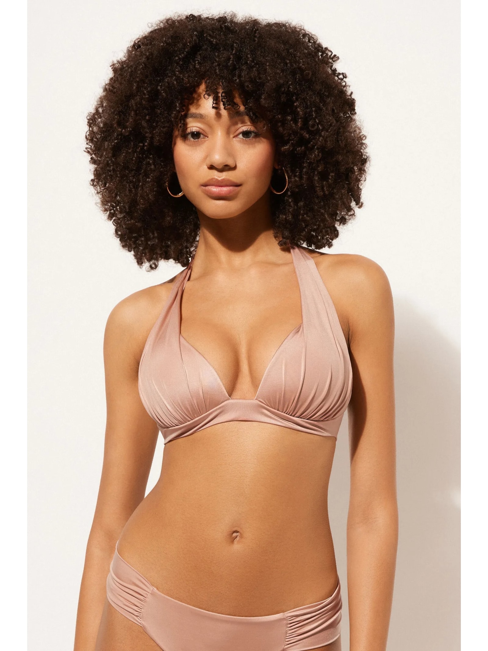 Parte De Cima De Biquíni Triângulo Shiny Satin Rosa Calzedonia