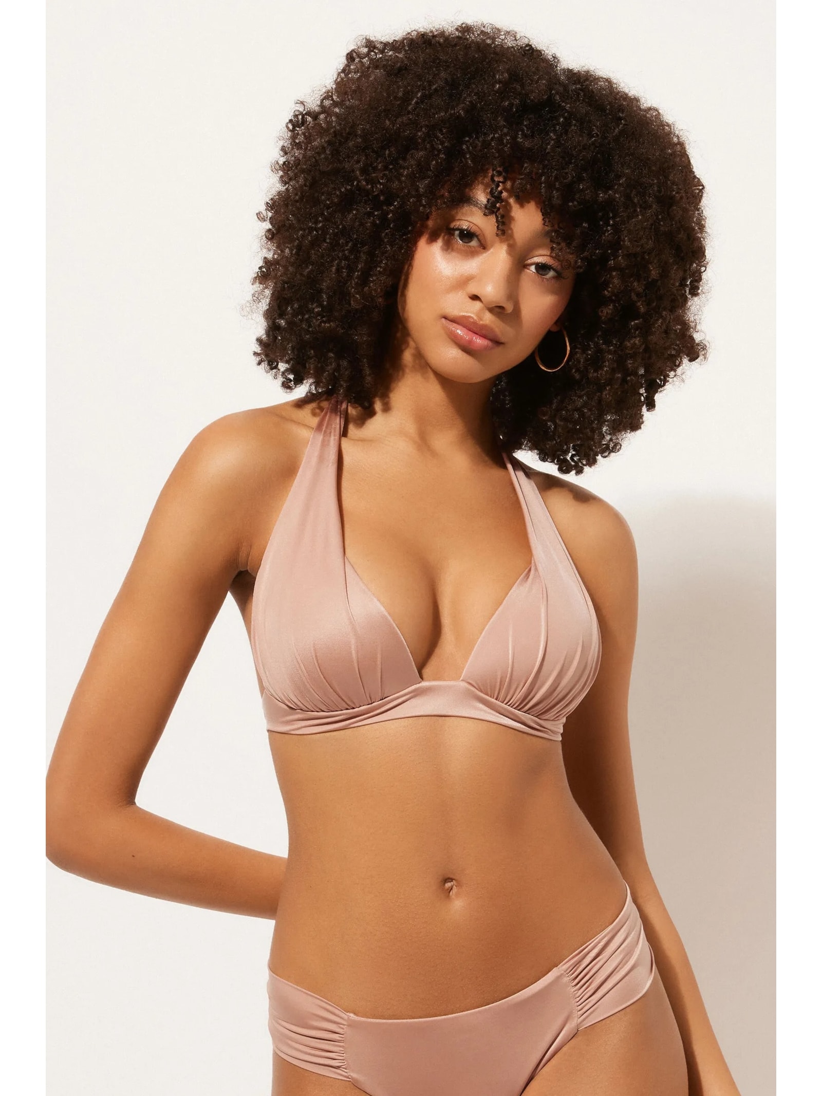 Parte De Cima De Biquíni Triângulo Shiny Satin Rosa Calzedonia