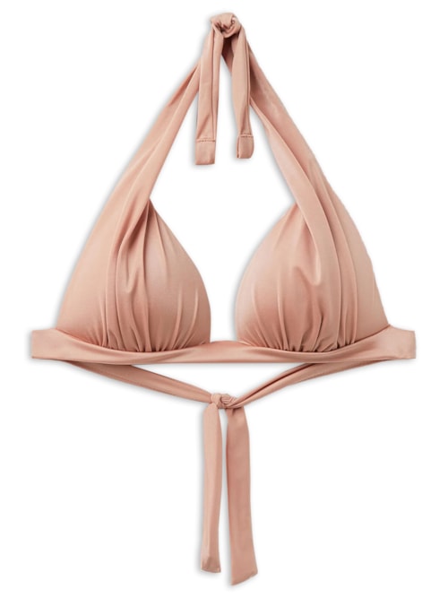 Parte De Cima De Biquíni Triângulo Shiny Satin – Rosa
