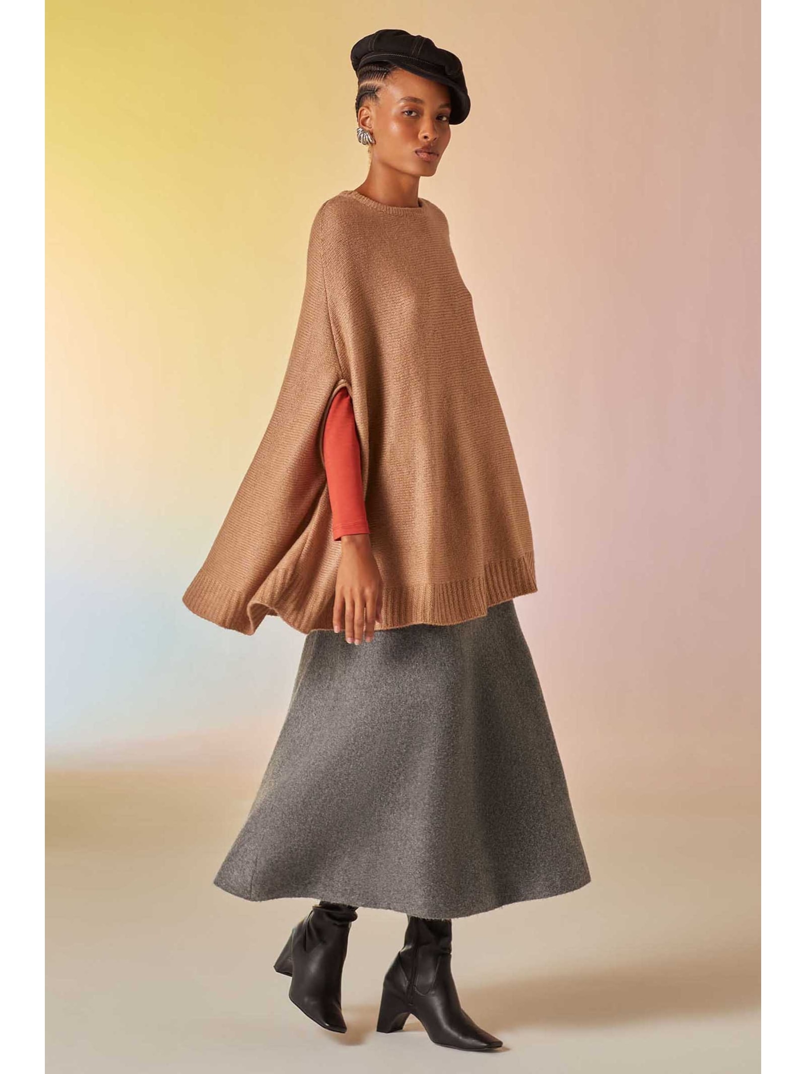 Pelerine Gola Avelã Tricot Gisele Yogini