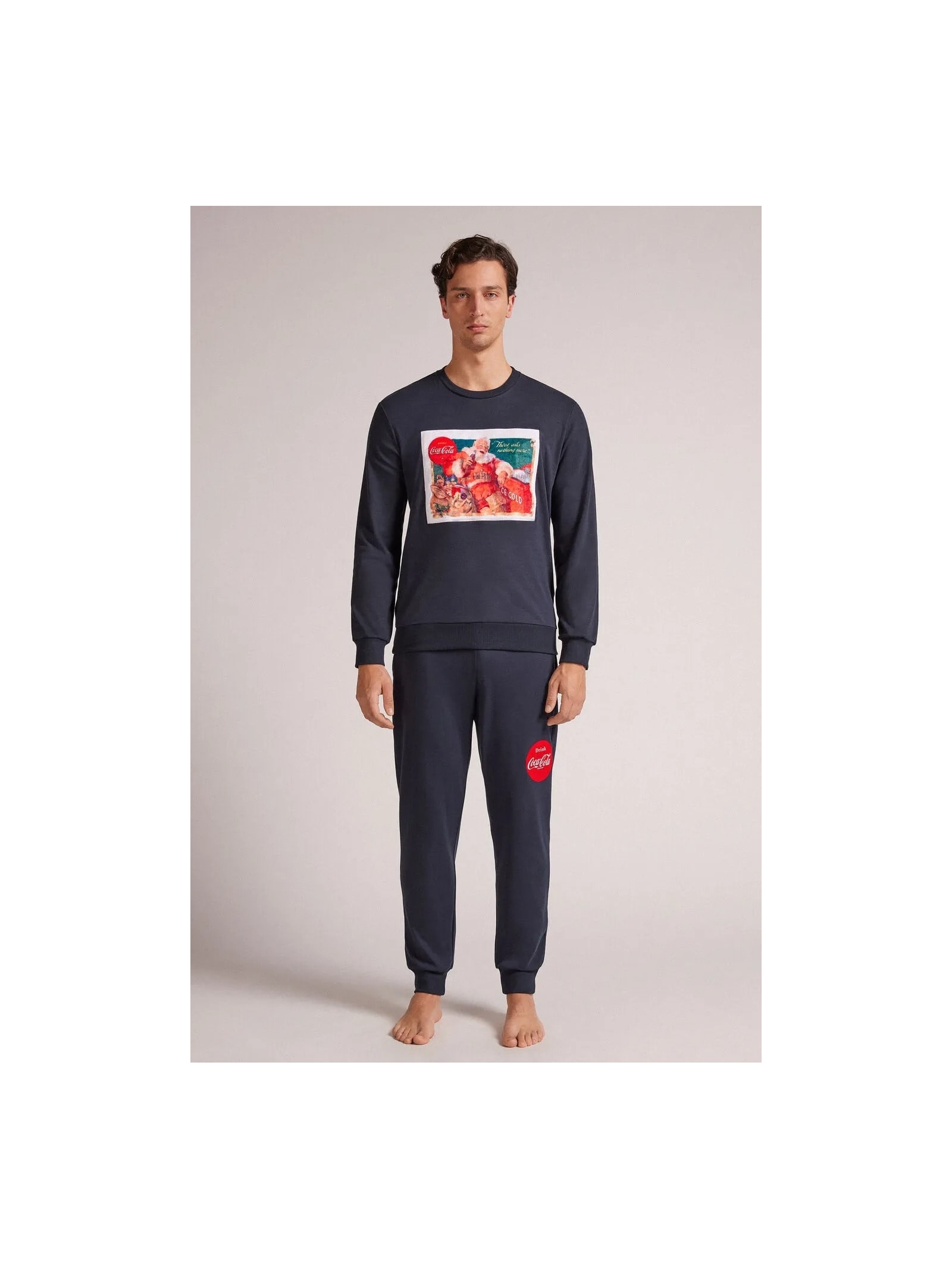 Pijama Comprido Coca-Cola Vintage Em Algodão Azul Intimissimi