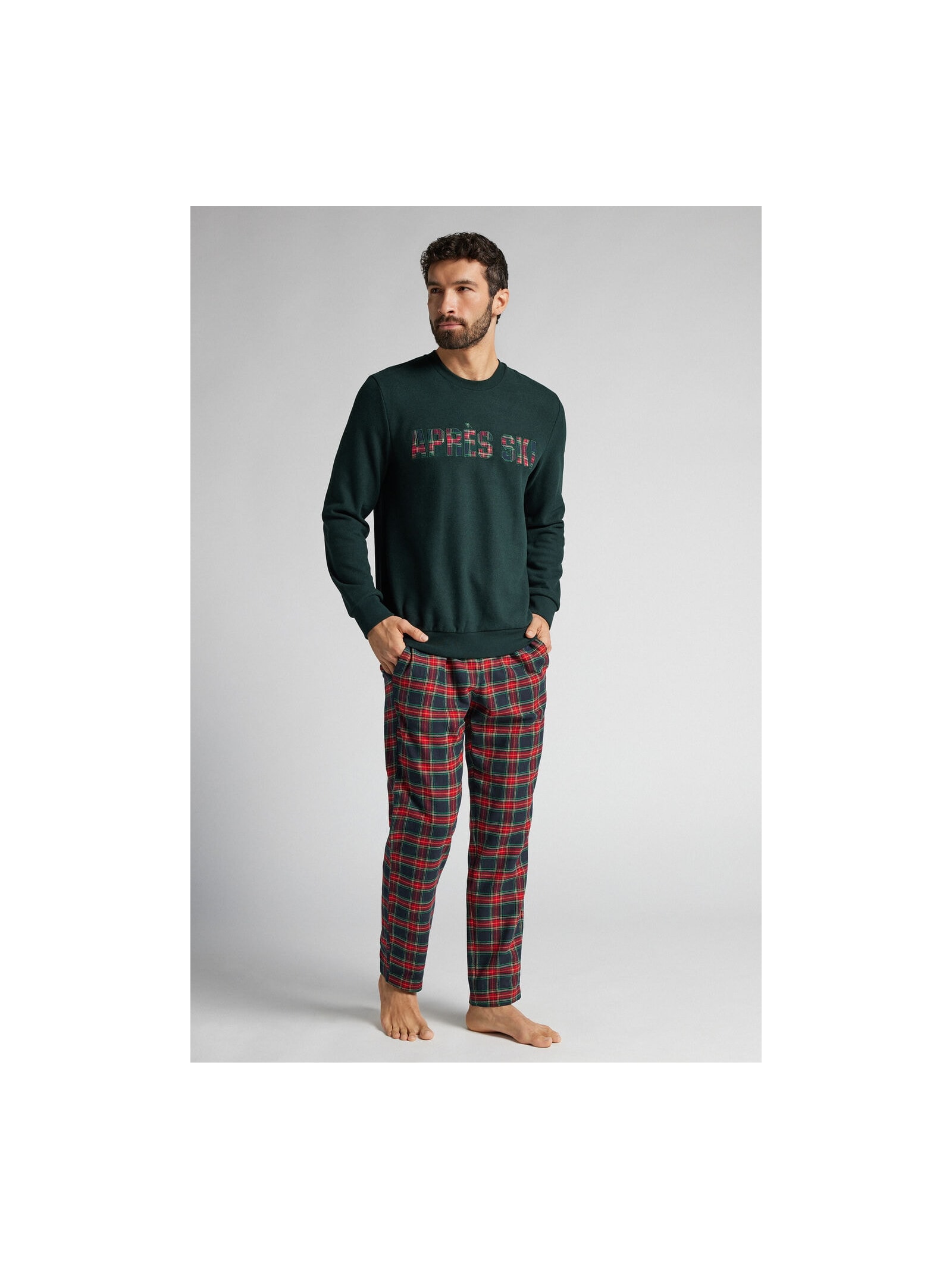 Pijama Comprido Em Algodão Com Estampa Après-Ski Verde Intimissimi