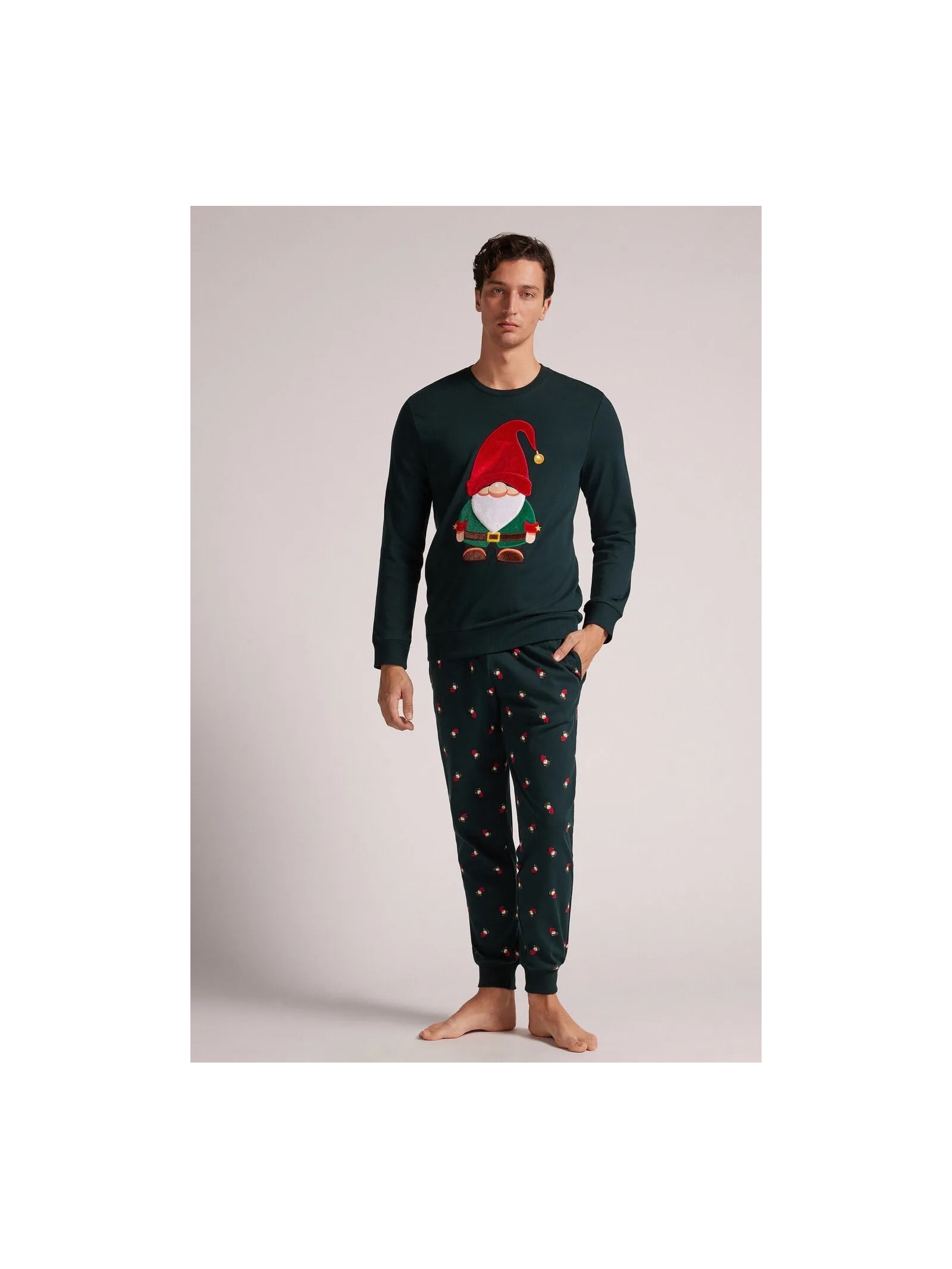 Pijama Comprido Em Algodão Com Estampa De Duende Verde Intimissimi