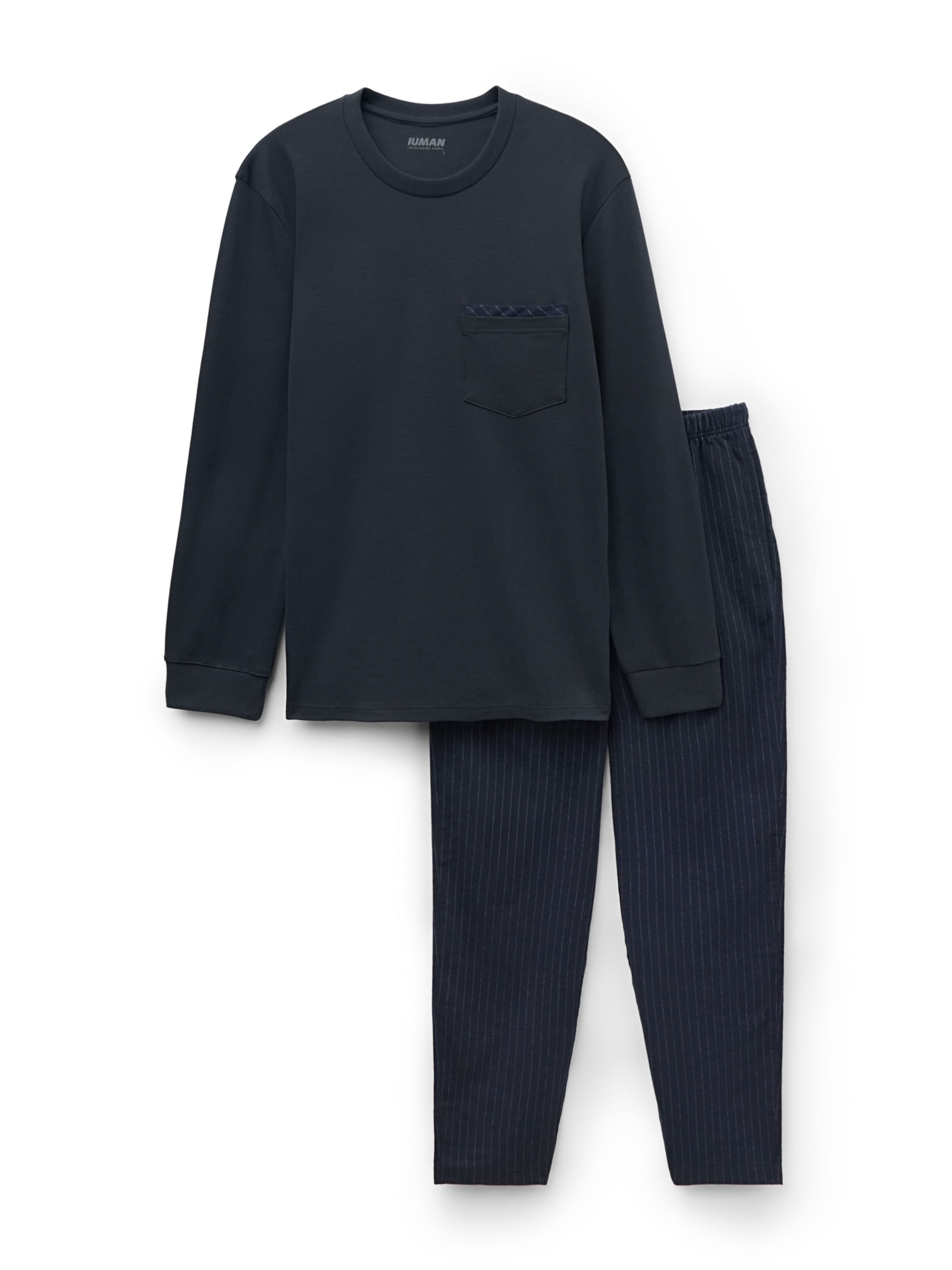 Pijama Comprido Em Algodão Com Risca De Giz Azul Intimissimi