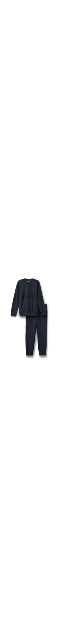 Pijama Comprido Em Algodão Xadrez - Azul