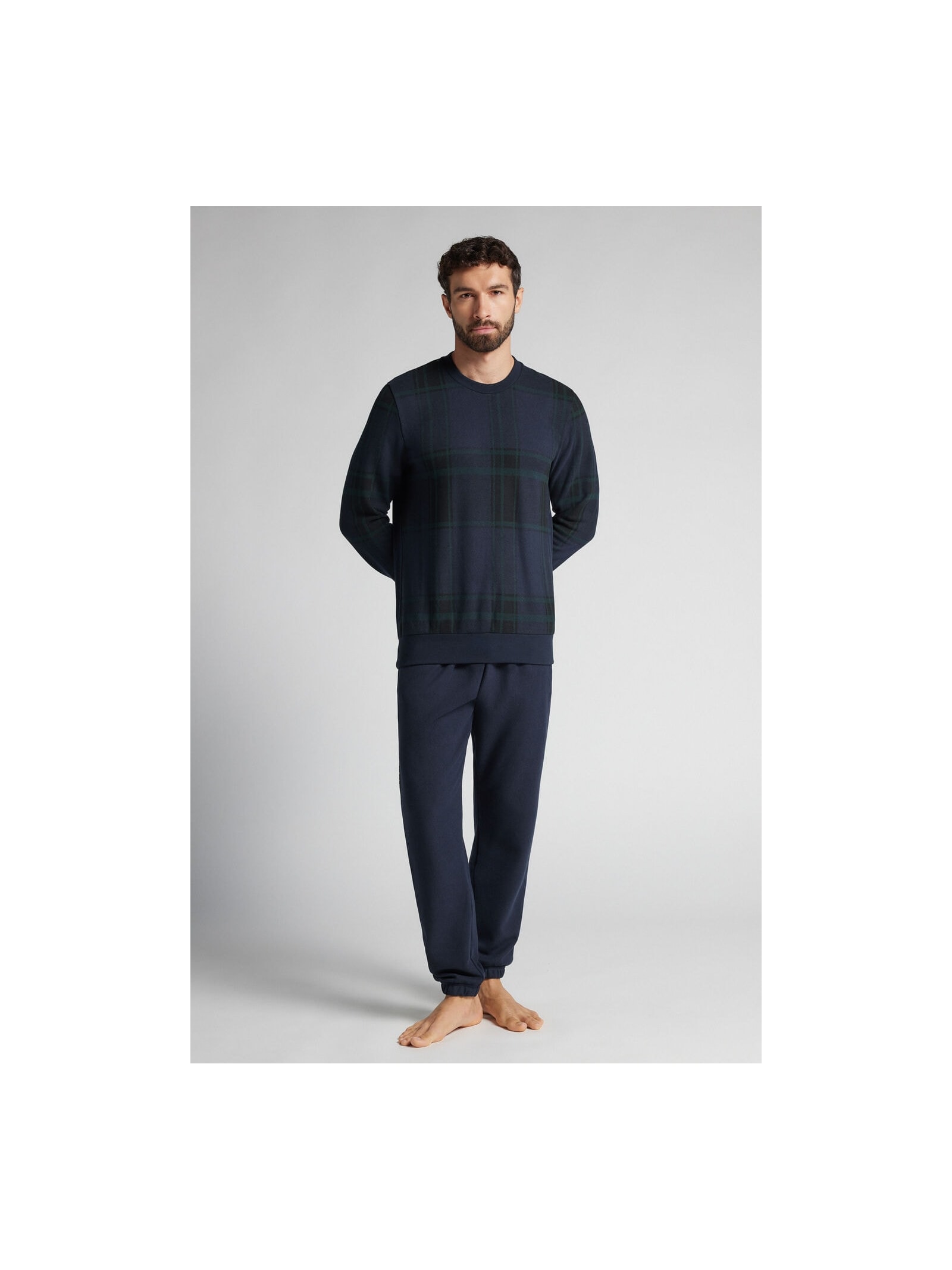 Pijama Comprido Em Algodão Xadrez Azul Intimissimi