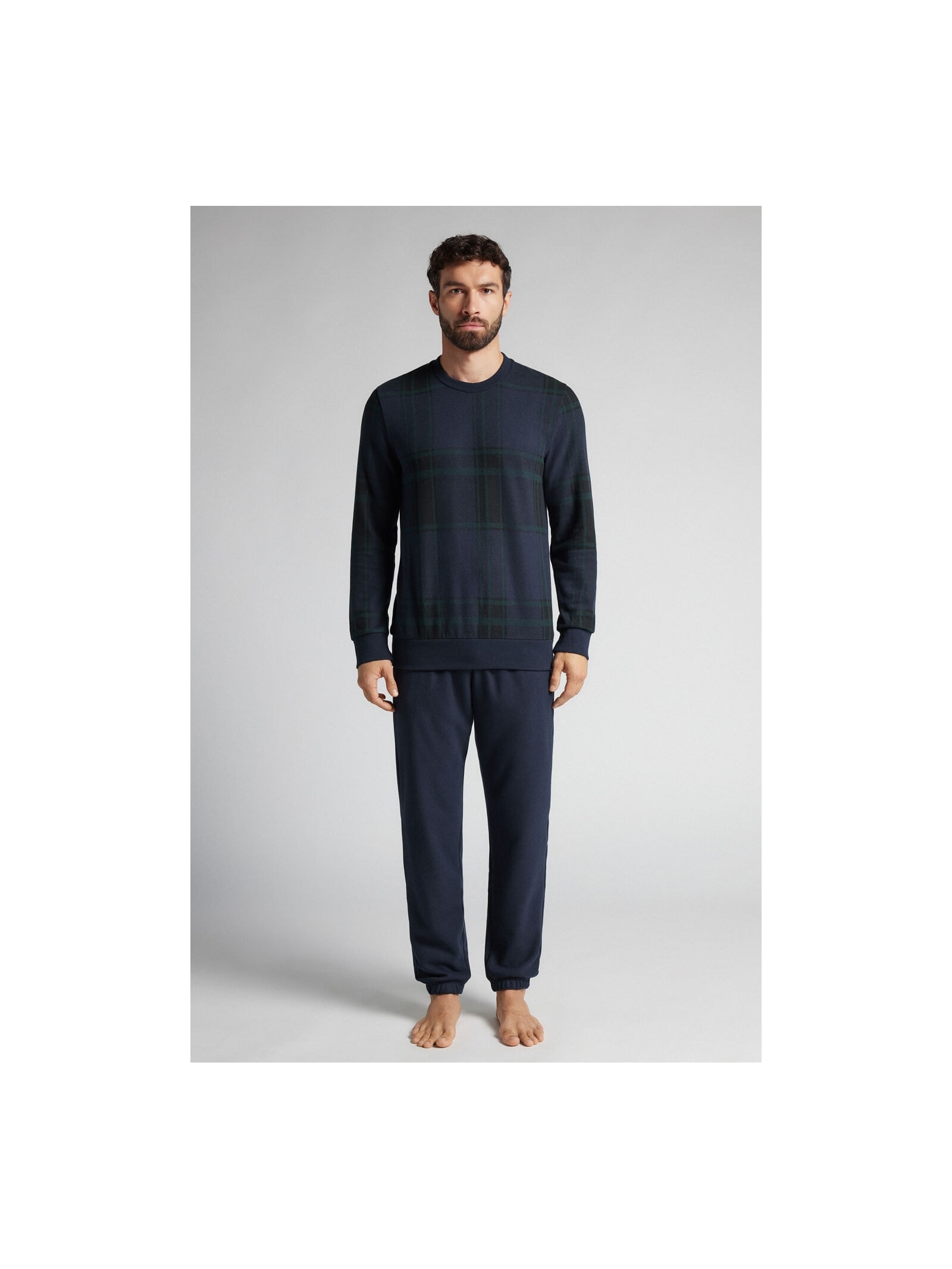 Pijama Comprido Em Algodão Xadrez Azul Intimissimi
