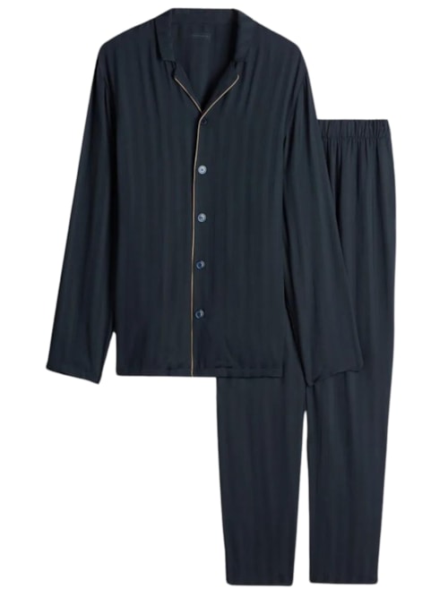 Pijama Comprido Em Modal – Azul