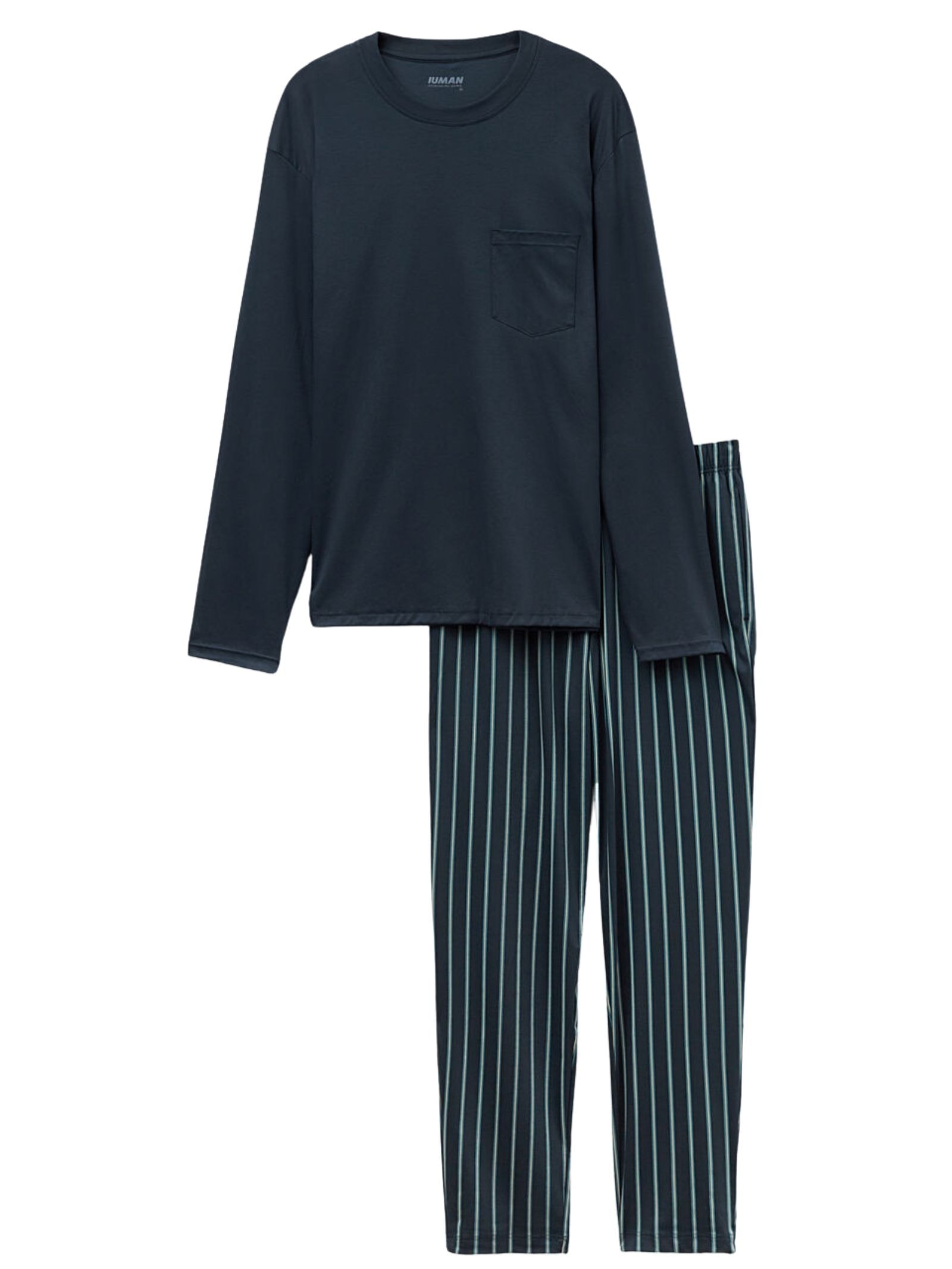 Pijama Comprido Listrado Em Algodão Premium Azul Intimissimi