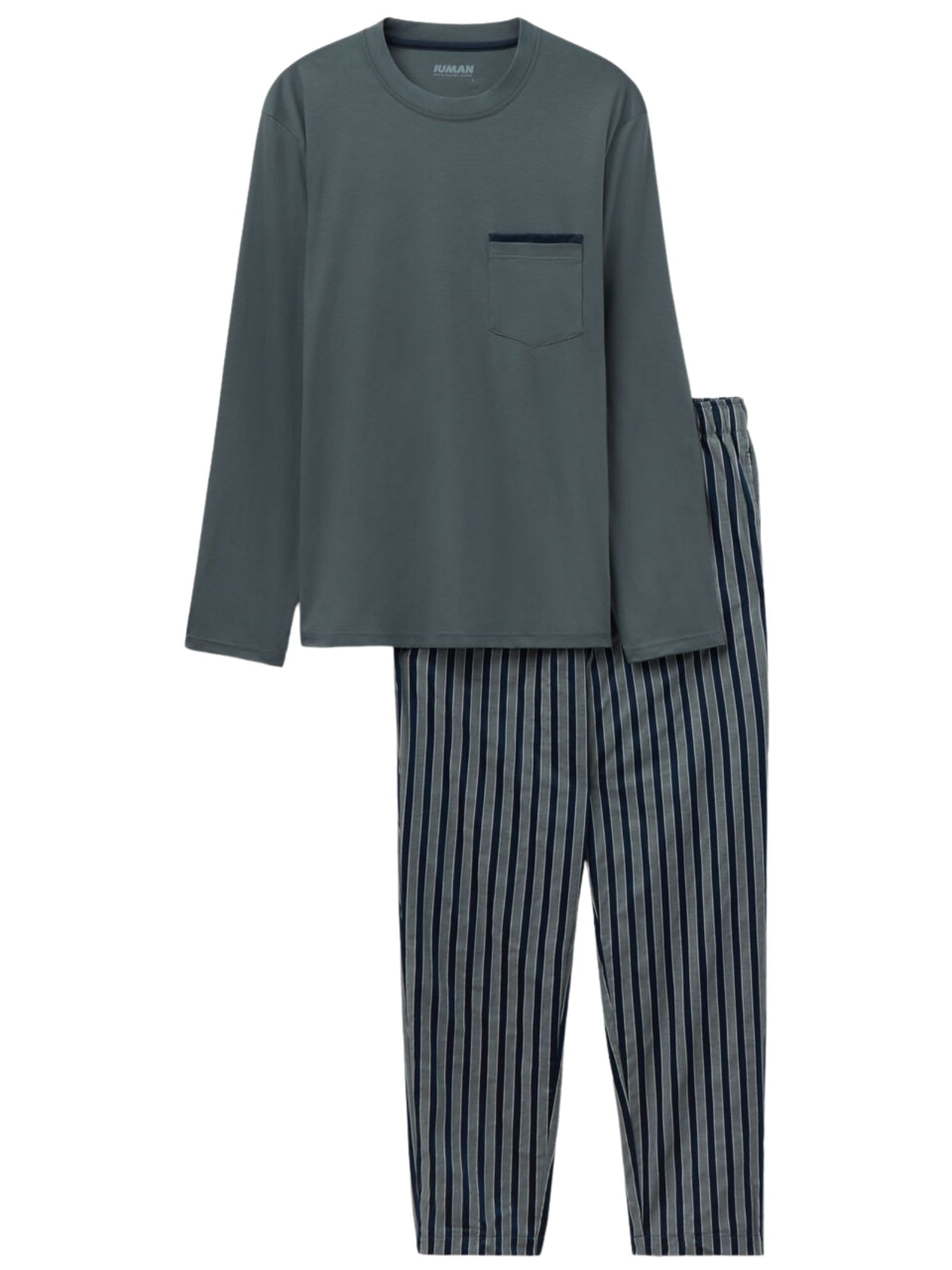 Pijama Comprido Listrado Em Algodão Premium Verde Intimissimi