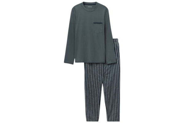 Pijama Comprido Listrado Em Algodão Premium - Verde