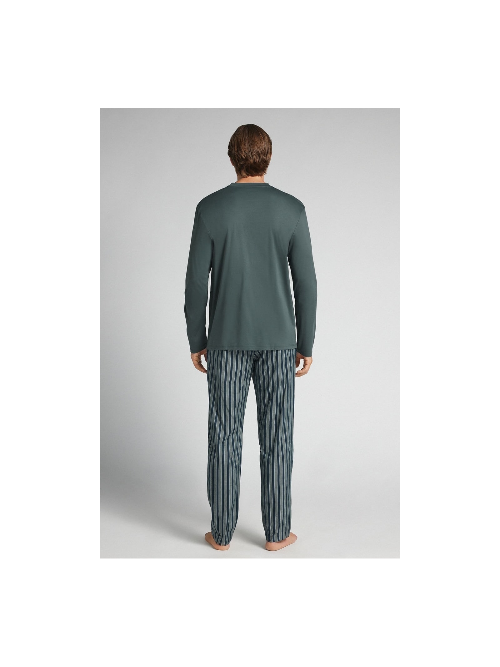 Pijama Comprido Listrado Em Algodão Premium Verde Intimissimi
