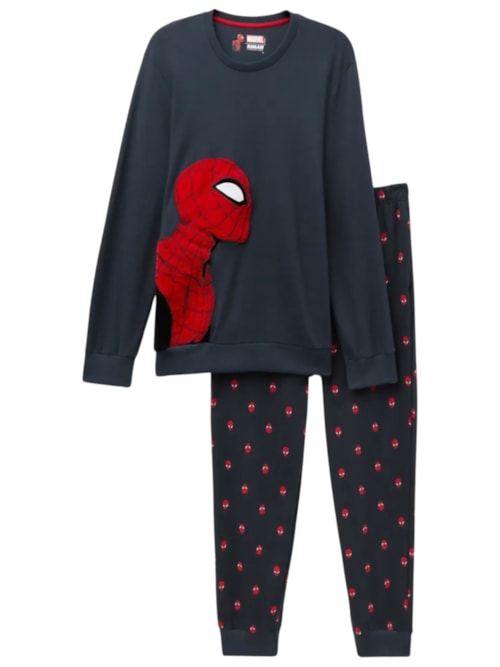 Pijama Comprido Marvel Homem-Aranha Em Algodão - Azul