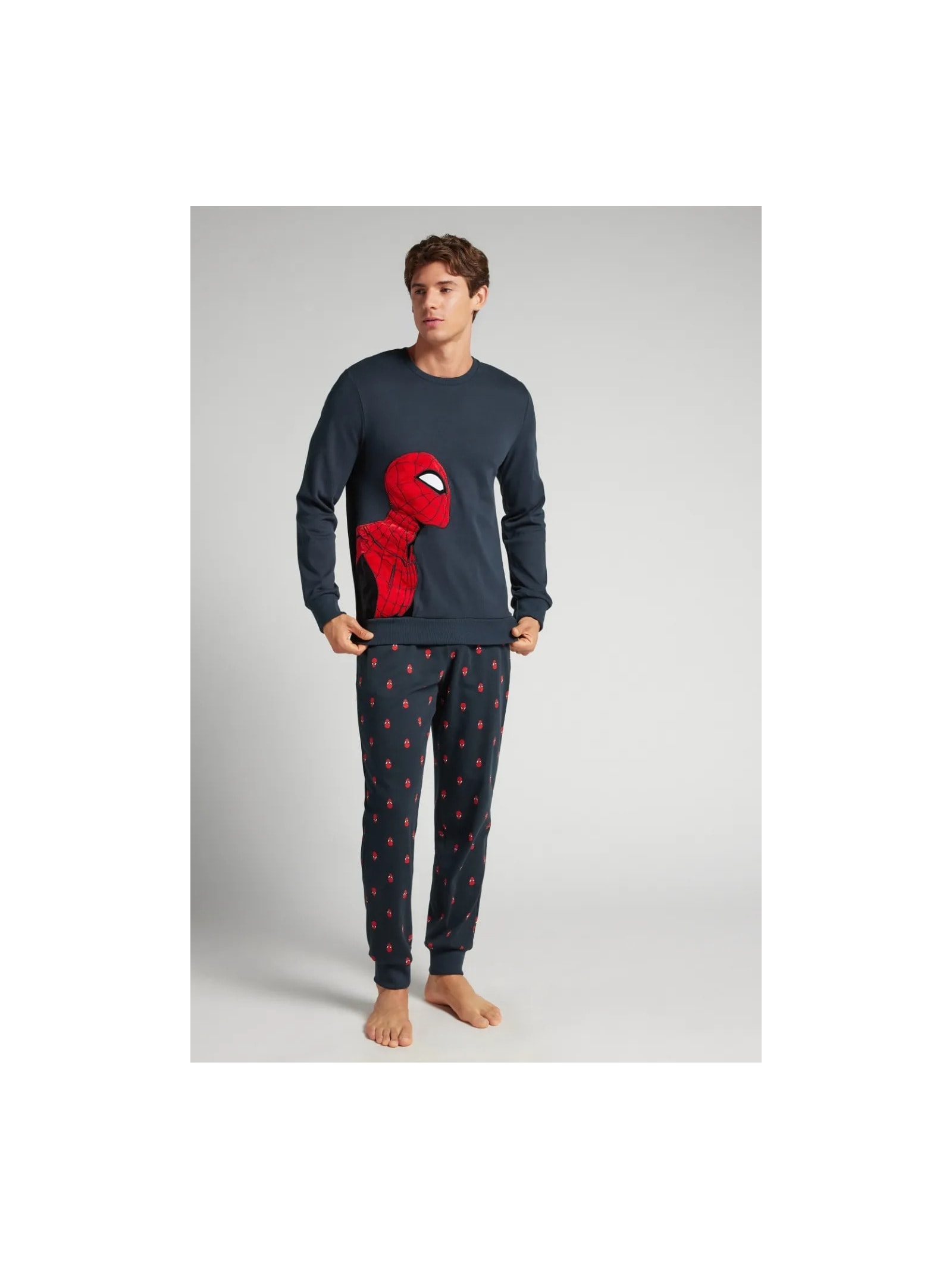 Pijama Comprido Marvel Homem-Aranha Em Algodão Azul Intimissimi