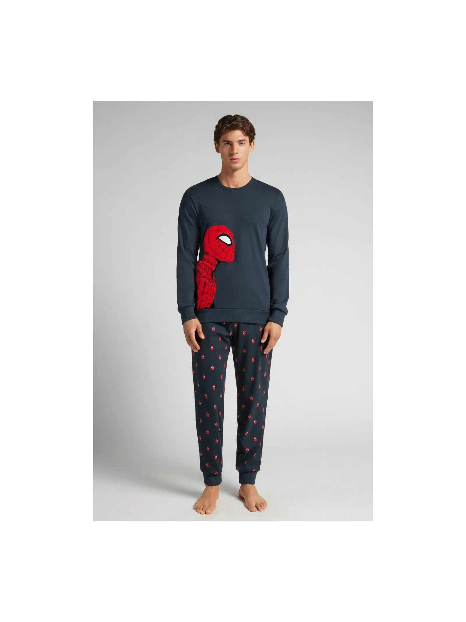 Pijama Comprido Marvel Homem-Aranha Em Algodão Azul Intimissimi