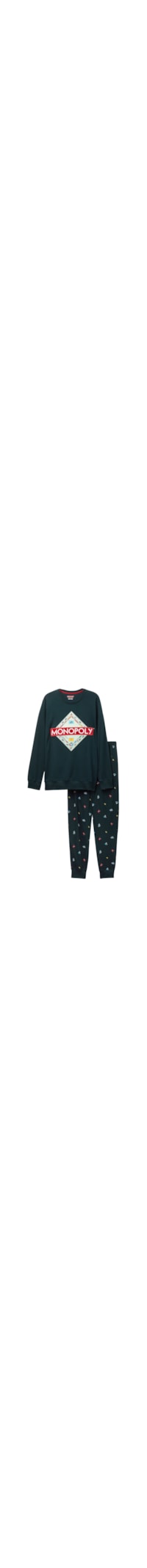 Pijama Comprido Monopoly Em Algodão - Verde