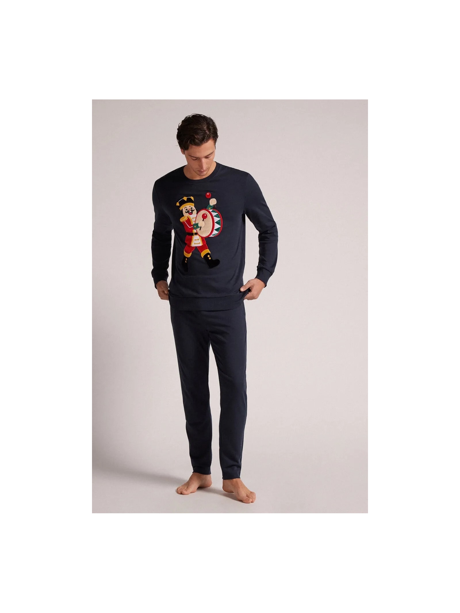 Pijama Comprido Quebra-Nozes Em Algodão Azul Intimissimi