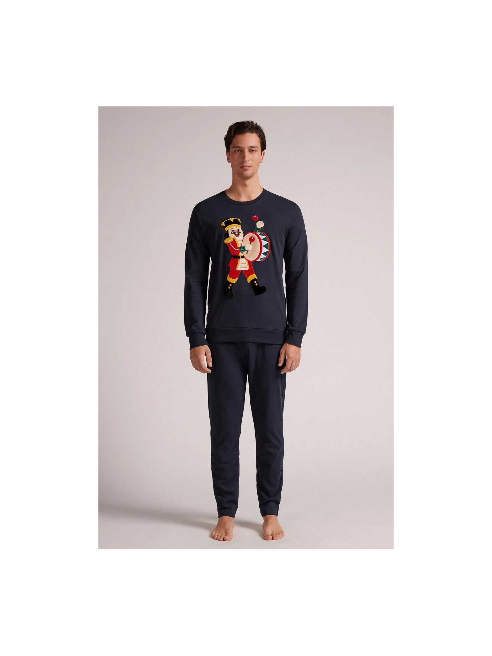 Pijama Comprido Quebra-Nozes Em Algodão Azul Intimissimi