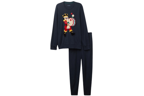 Pijama Comprido Quebra-Nozes Em Algodão - Azul