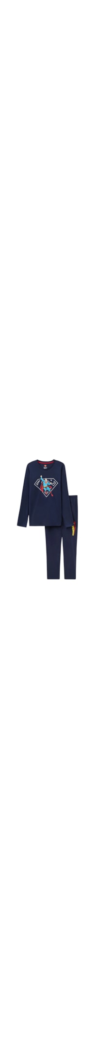 Pijama Comprido Superman Em Algodão - Azul