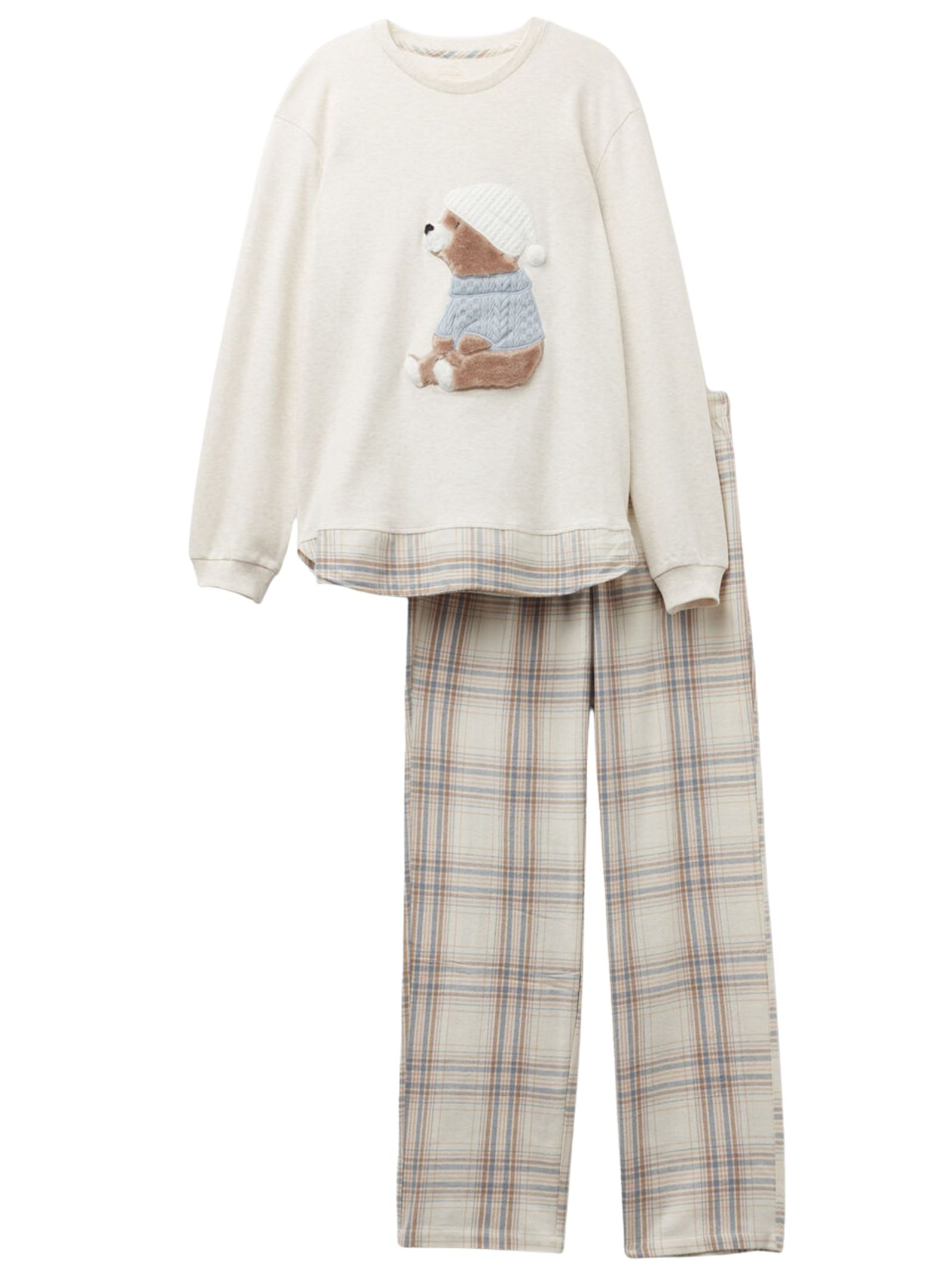 Pijama Comprido Winter Bear Em Algodão Branco Intimissimi