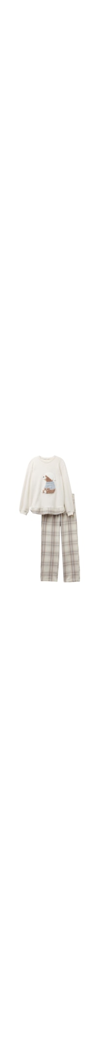 Pijama Comprido Winter Bear Em Algodão - Branco