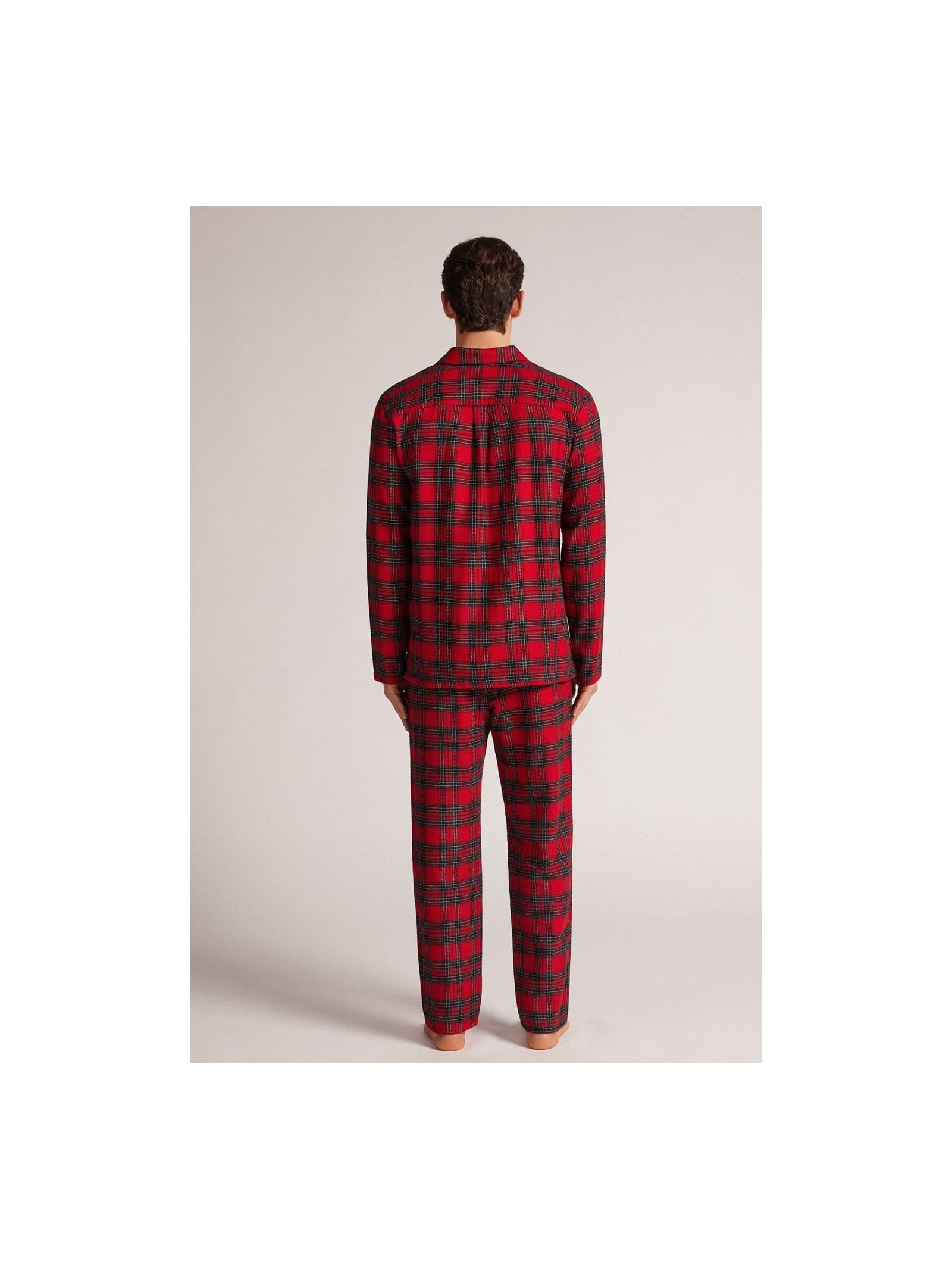 Pijama Comprido Xadrez Em Algodão Vermelho Intimissimi