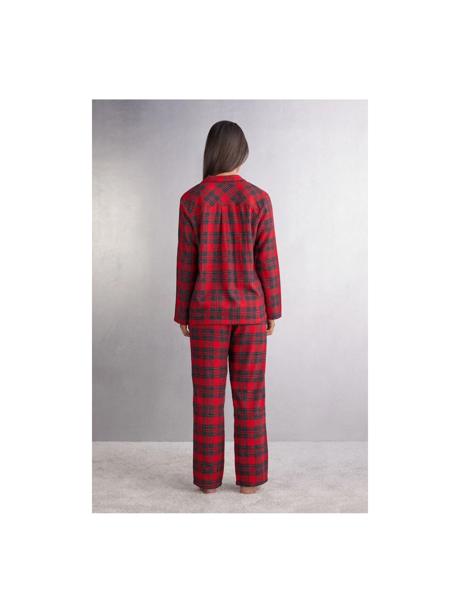 Pijama Comprido Xadrez Em Algodão Vermelho Intimissimi