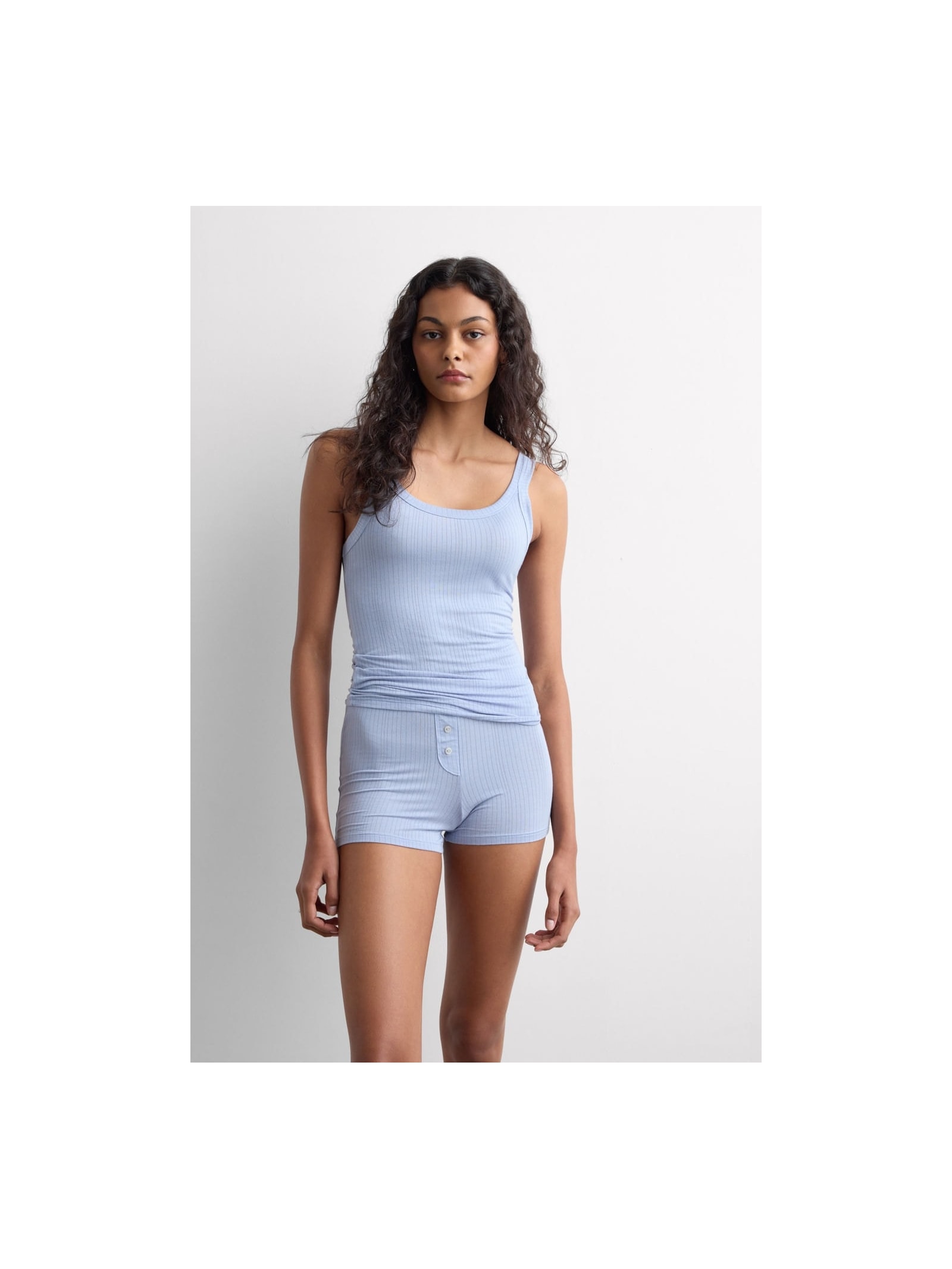 Pijama Curto Canelado Em Modal Soft Lounge Azul Intimissimi