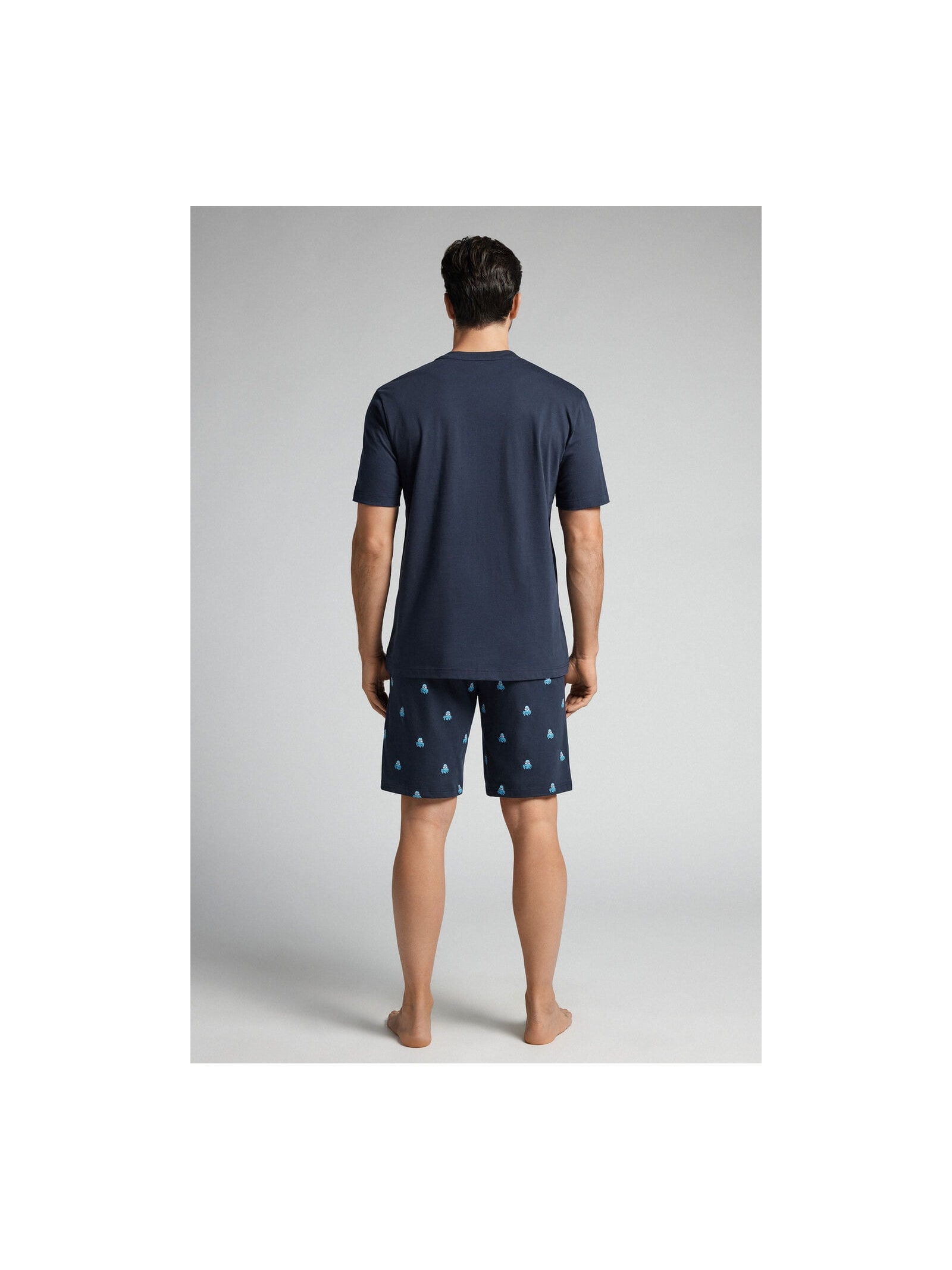 Pijama Curto Com Estampa De Polvo Em Algodão Azul Intimissimi