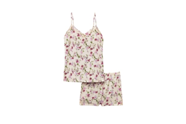 Pijama Curto Com Top Em Algodão Supima Pretty Flowers - Rosa