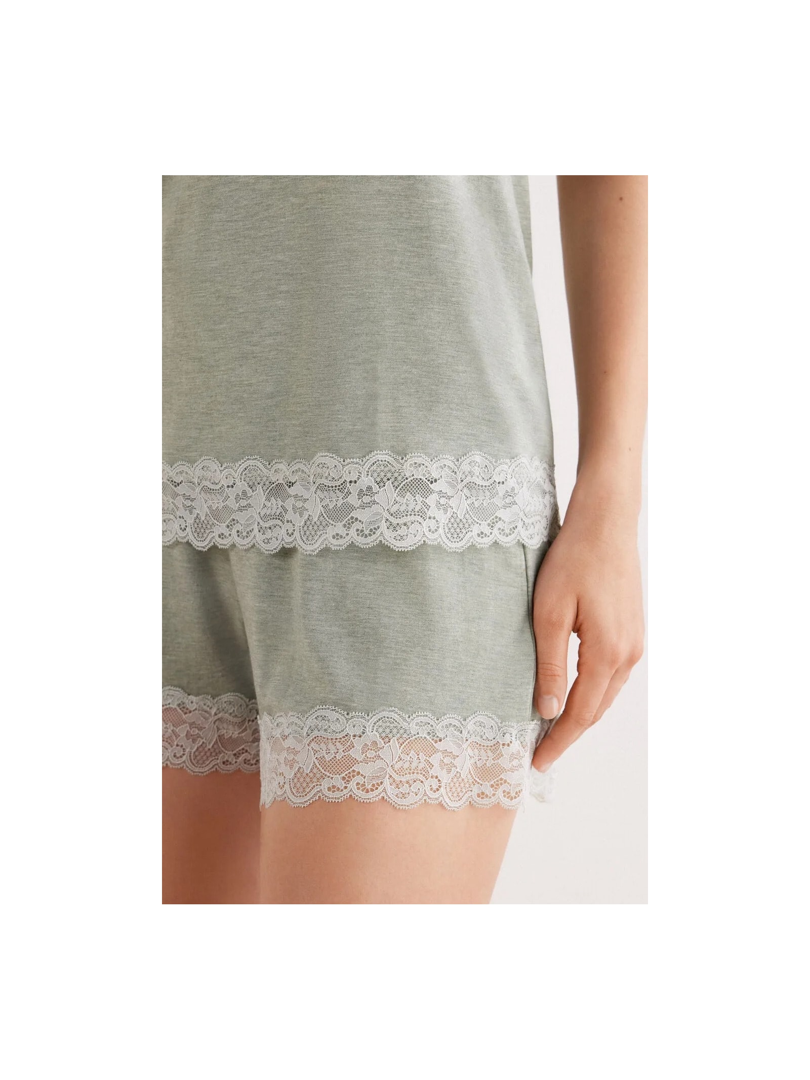 Pijama Curto De Regata Em Modal Com Renda Verde Intimissimi