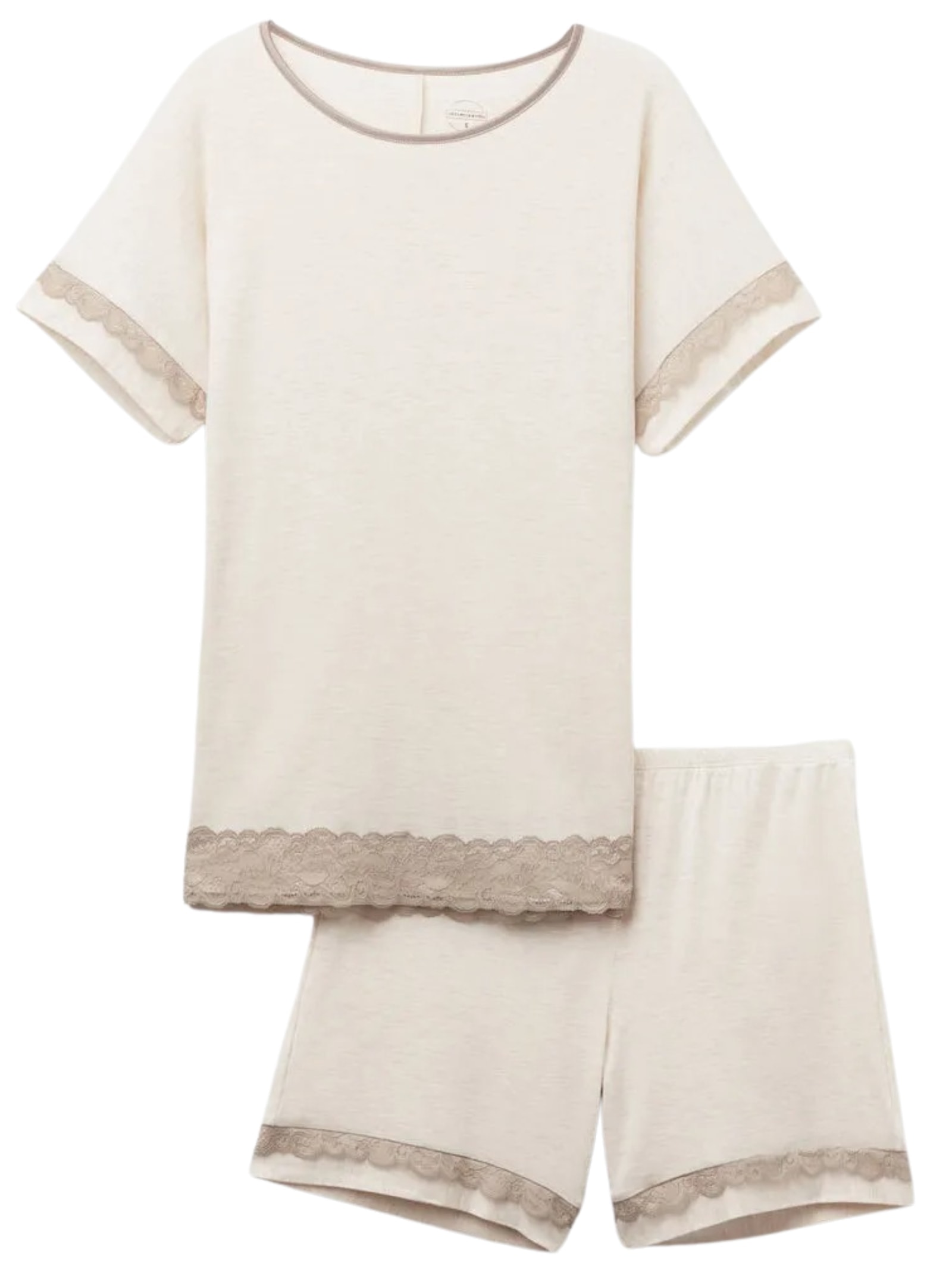 Pijama Curto Em Modal Com Renda Off-White Intimissimi