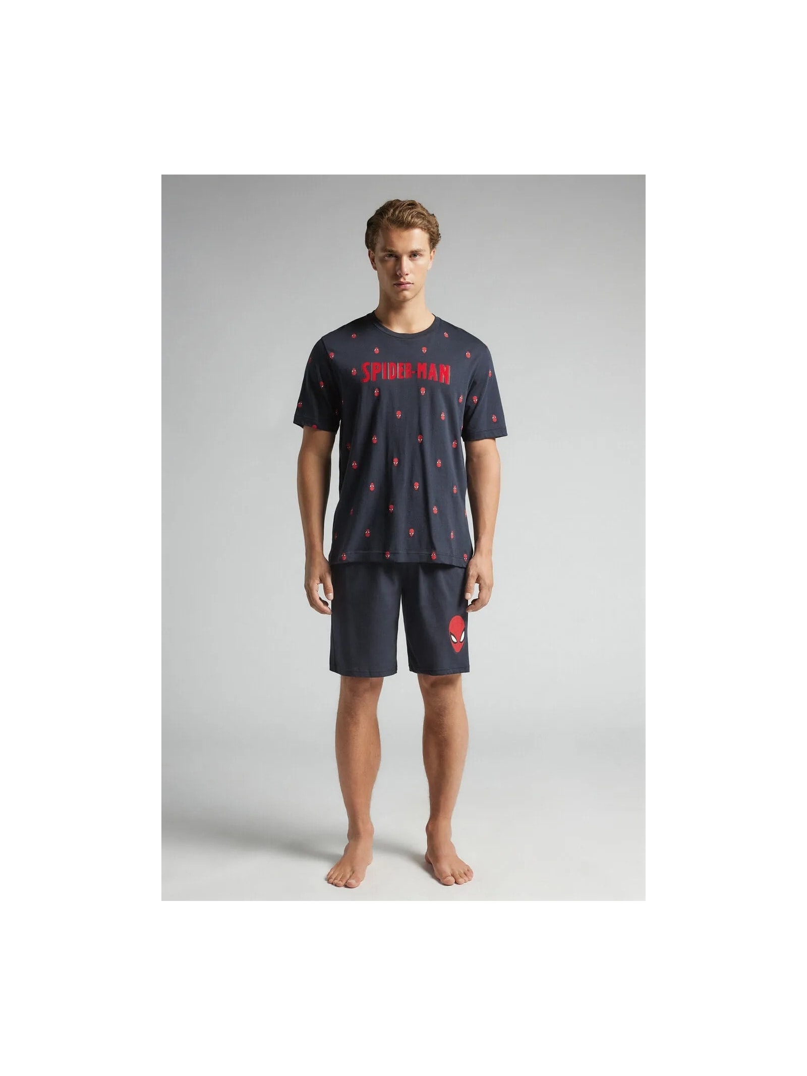 Pijama Curto Marvel Homem-Aranha Em Algodão Azul Intimissimi