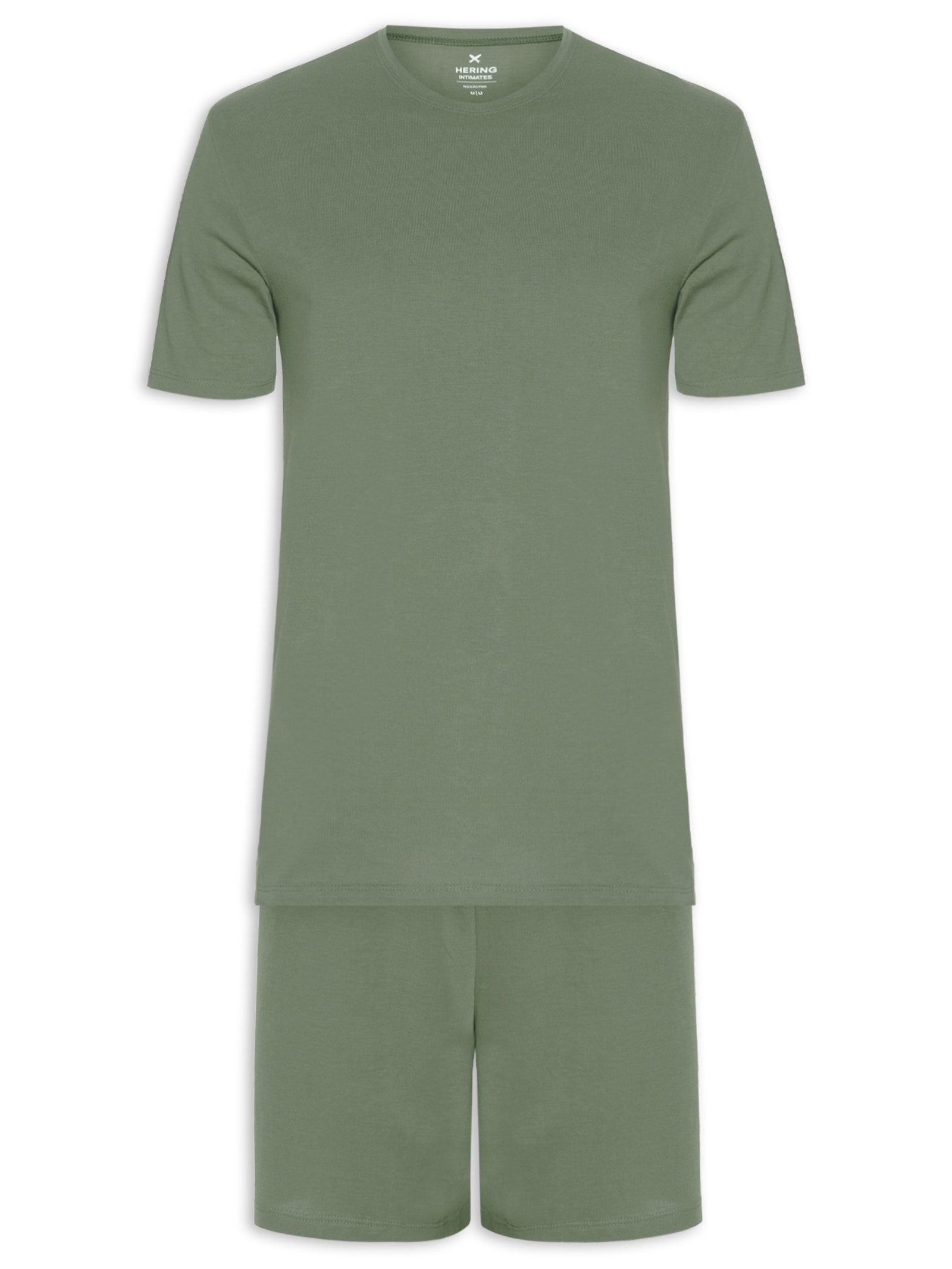 Pijama Curto Masculino Confort em algodão Pima Verde Hering Intimates
