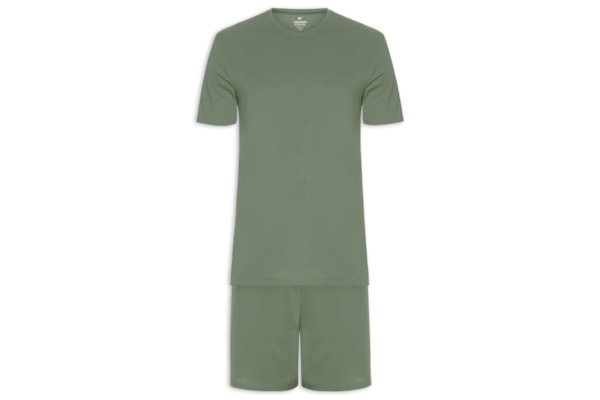 Pijama Curto Masculino Confort em algodão Pima - Verde