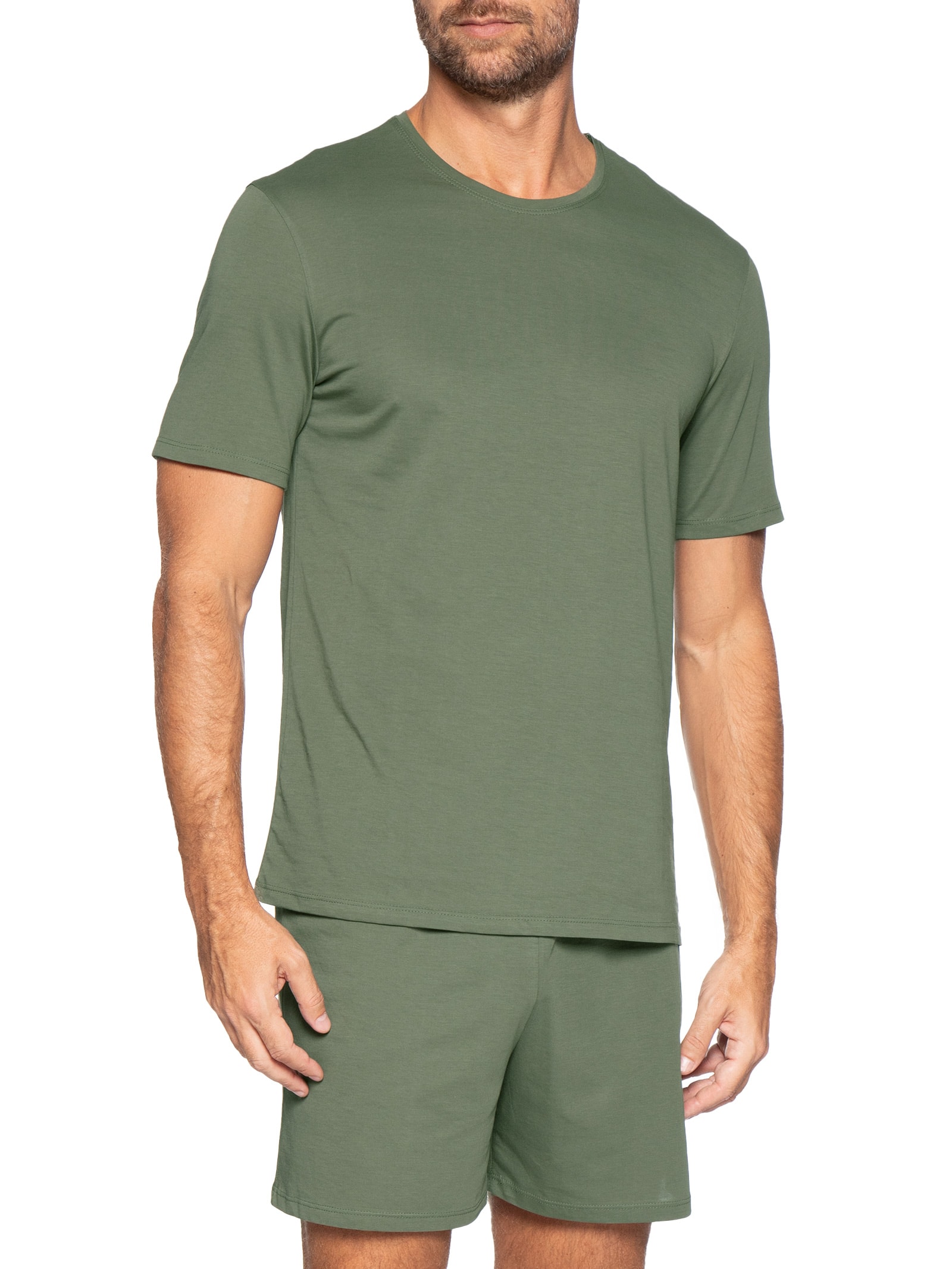Pijama Curto Masculino Confort em algodão Pima Verde Hering Intimates