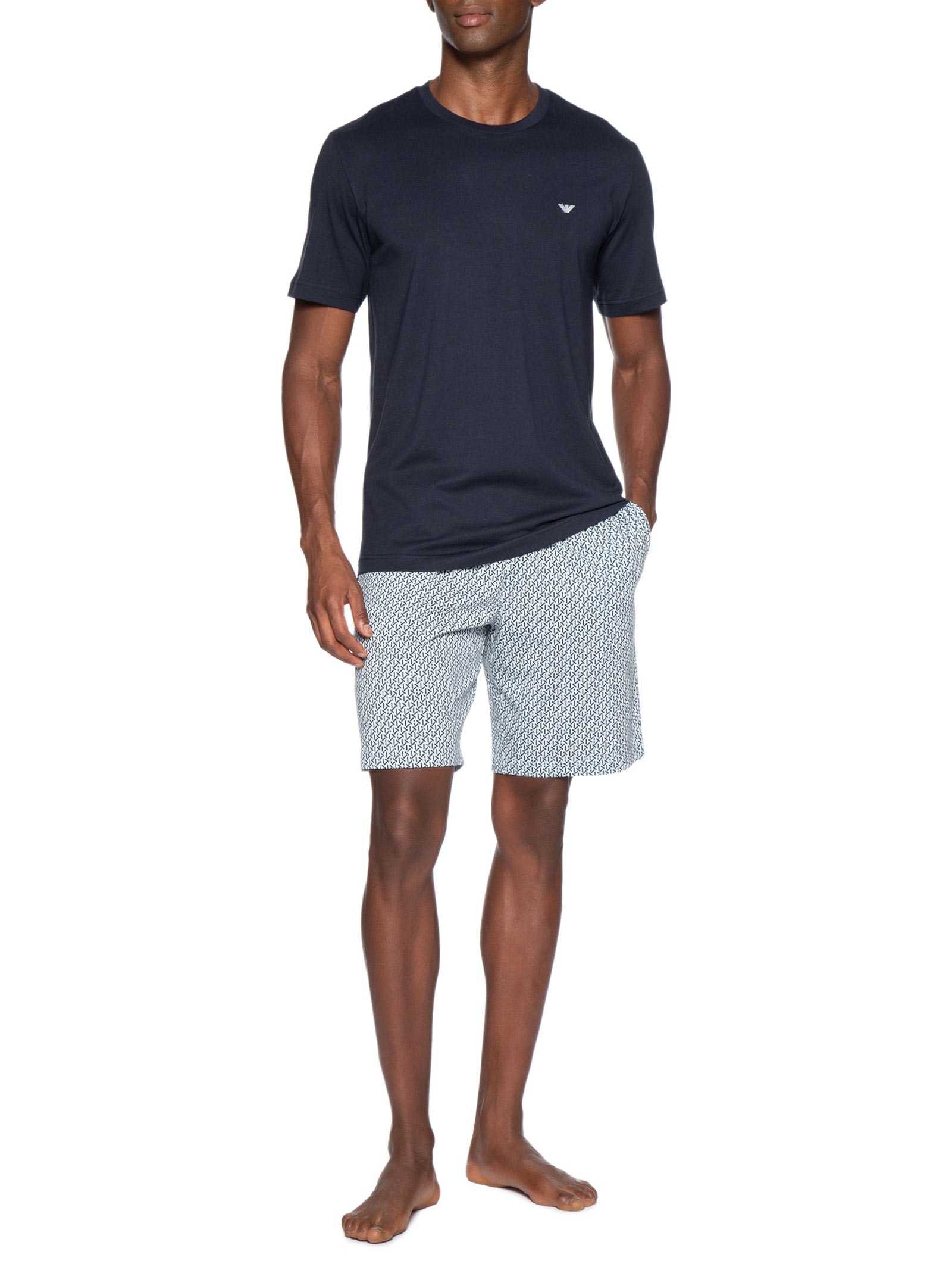 Pijama Curto Masculino Nightwear Azul Emporio Armani Bodywear
