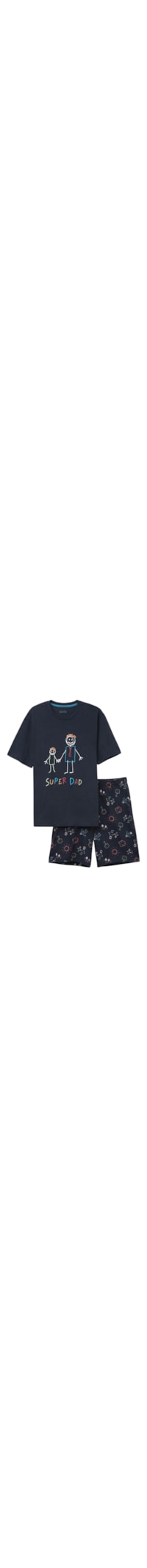 Pijama Curto Super Dad Em Algodão - Azul