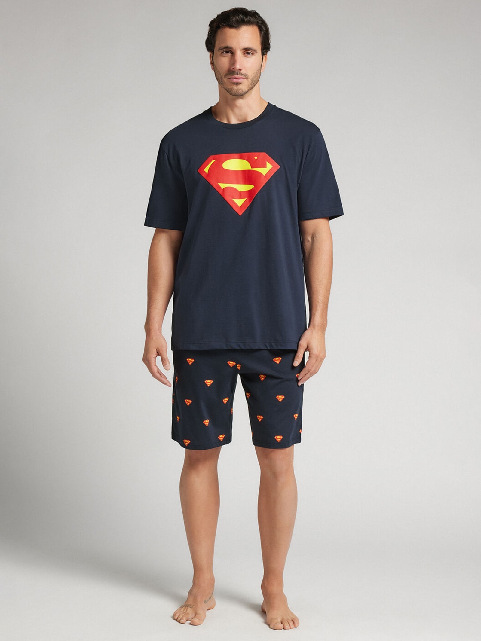 Pijama Curto Superman Em Algodão Azul Intimissimi